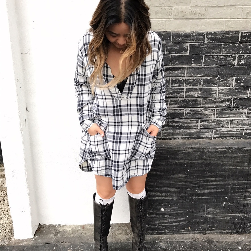 Free People x CP Shades Check Mate tunic flannel